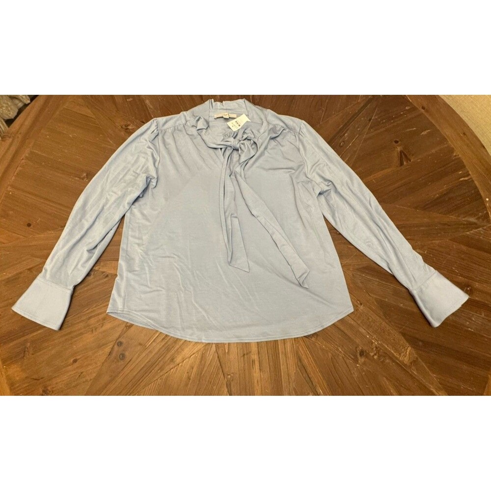 Loft light blue Chambray Bow Blouse Large